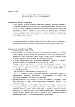 Sprawozdanie z prac Zarządu Powiatu Brzeskiego od 15-01