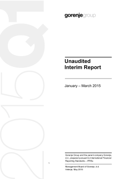Gorenje Group Interim Report Q1 2015