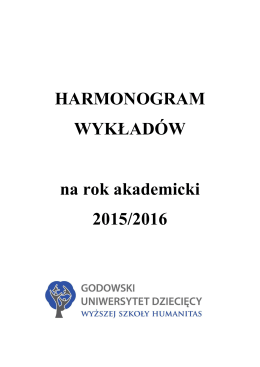HARMONOGRAM WYKŁADÓW na rok akademicki 2015/2016