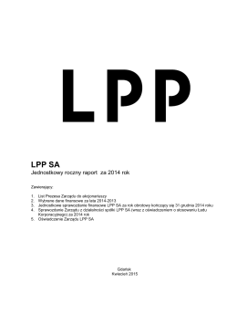 Jednostkowy roczny raport LPP SA za 2014 rok