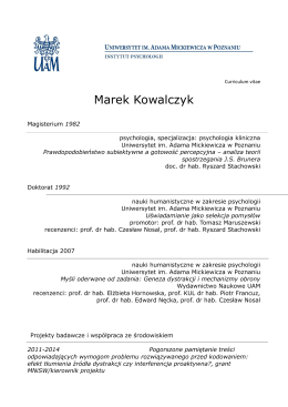 Marek Kowalczyk - Instytut Psychologii