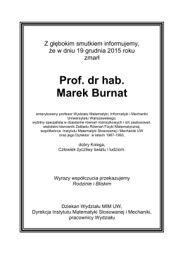 Prof. dr hab. Marek Burnat