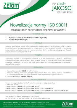 Nowelizacja normy ISO 9001!