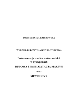Dokumentacja studiów doktoranckich w dyscyplinach BUDOWA I