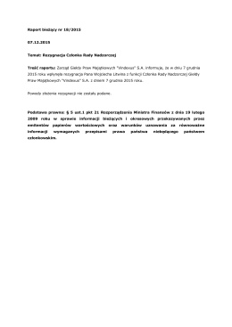 Raport bieżący nr 18/2015 07.12.2015 Temat: Rezygnacja Członka