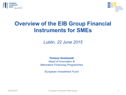 Overview of the EIB Group Financial Instruments