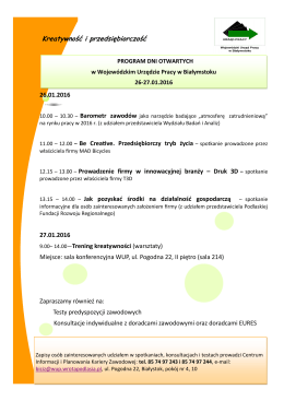 Program Dni Otwartych 2016 WUP w Białymstoku