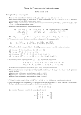 Wstęp do Programowania Matematycznego Lista zadań nr 2