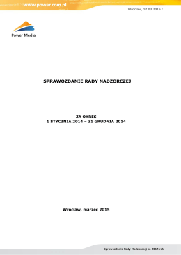 Sprawozdanie rady nadzorczej 2014
