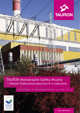 Deklaracja środowiskowa za 2014 Elektrownia Jaworzno III