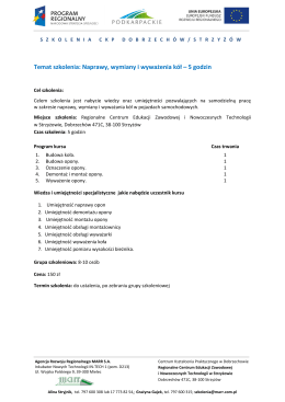 Temat szkolenia: Naprawy, wymiany i wyważenia kół – 5 godzin