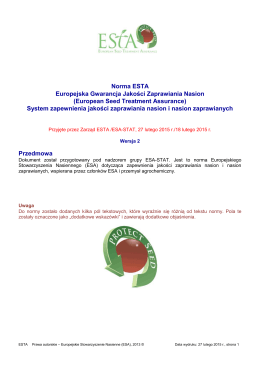Norma ESTA Europejska Gwarancja Jakości Zaprawiania Nasion