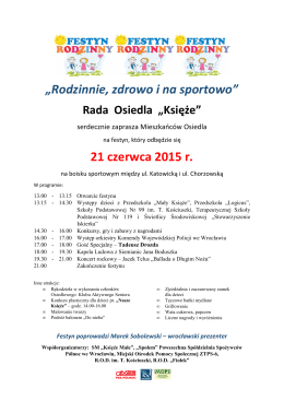 Program festynu - 21.06.2015 r.