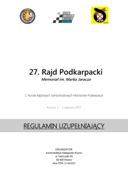 27. Rajd Podkarpacki - Automobilklub Małopolski Krosno