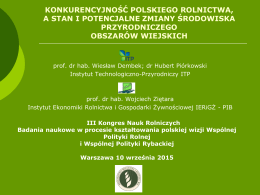 Konkurencyjność polskiego rolnictwa a stan i potencjalne zmiany