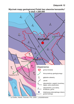 Wycinek mapy geologicznej Polski bez utworów kenozoiku