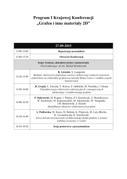 Program I Krajowej Konferencji „Grafen i inne materiały 2D”