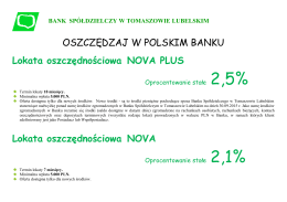 OSZCZĘDZAJ W POLSKIM BANKU Lokata oszczędnościowa NOVA