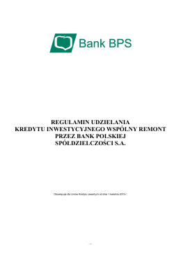 regulamin udzielania kredytu inwestycyjnego wspólny remont