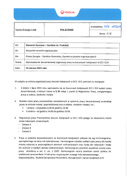Polecenie w sprawie dwuzmianowej organizacji pracy