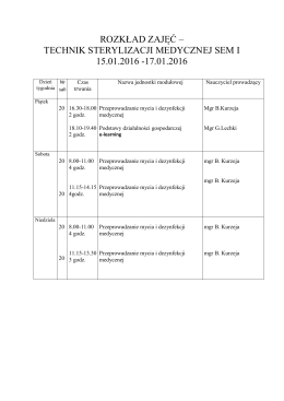 technik sterylizacji medycznej sem i 15.01.2016