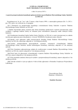 Uchwała nr 0007.85.2015 Rady Miejskiej w Sulechowie z dnia 16