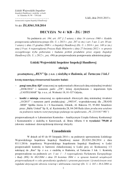 Decyzja nr 4/KB-ŻG/2015 - Wojewódzki Inspektorat Inspekcji