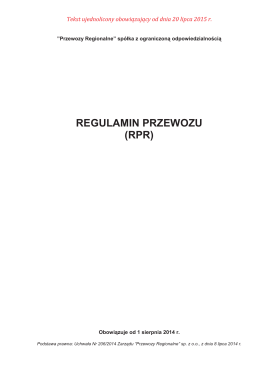 REGULAMIN PRZEWOZU (RPR)
