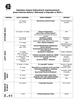 Kalendarz Imprez Kulturalnych organizowanych przez Centrum