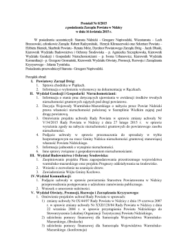 Protokół Nr 8/2015 z posiedzenia Zarządu Powiatu w Nidzicy w dniu