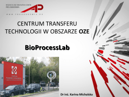 WYPOSAŻENIE BioProcessLab - Klaster Bioenergia dla Regionu