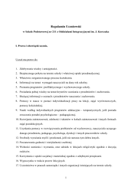 Regulamin Uczniowski - Szkoła Podstawowa nr 211 z Oddziałami