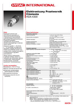 Elektroniczny Przetwornik Ciśnienia HDA 4300