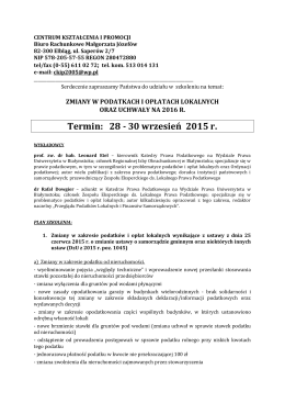 Oferta szkolenia podatkowego 28-30 09 2015 r