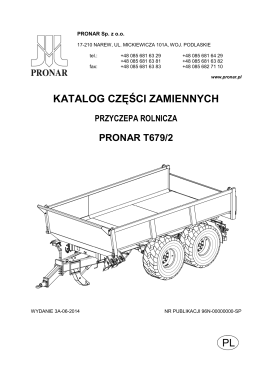katalog części zamiennych przyczepa rolnicza pronar t679/2