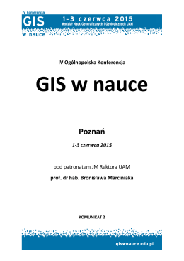 "GIS w nauce". Poznań, 01-03 czerwca 2015 r.