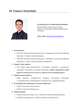 Dr Tomasz Chruściński - Instytut Ekonomii i Zarządzania