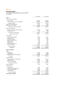ČEZ, a. s. BALANCE SHEET in accordance with IFRS as of June 30
