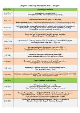 Program konferencji |11 września 2015 r.| Gostynin