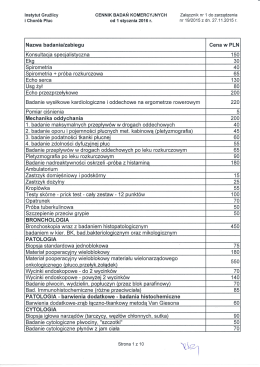 Cennik 2016 - plik pdf - Instytut Gruźlicy i Chorób Płuc w Warszawie