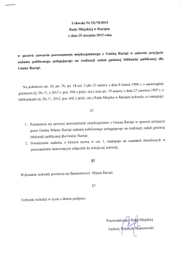 Uchwala NrDU78/2015 Rady Miejskiej w Raciążu w sprawie