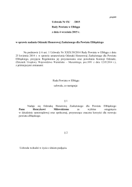 Uchwała Nr IX/ /2015 Rady Powiatu w Elblągu z dnia 4 września