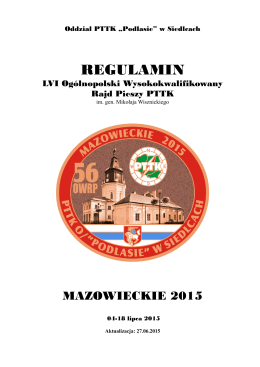 REGULAMIN - PTTK O/ Podlasie w Siedlcach