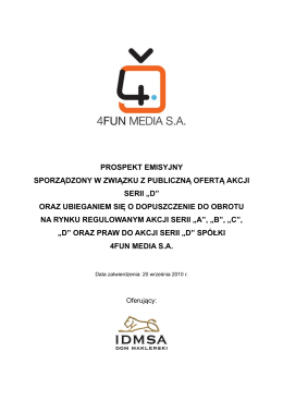Prospekt Emisyjny 4fun Media SA