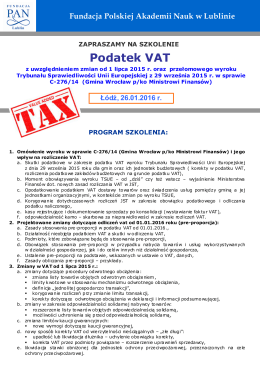 Podatek VAT - Fundacja PAN