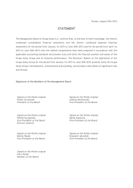 Statements of the Management Board H1 2015