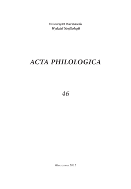 ACTA PHILOLOGICA 46 - Uniwersytet Warszawski