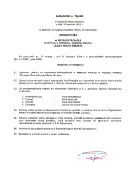 Podinspektora w Referacie Promocji w Wydziale Promocji i Rozwoju
