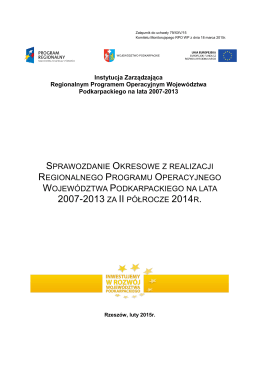Sprawozdanie okresowe z realizacji RPO WP za II półrocze 2014r.