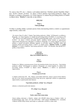 Nacrt odluke o promeni pravne forme Tp Srbija a.d. Beograd
